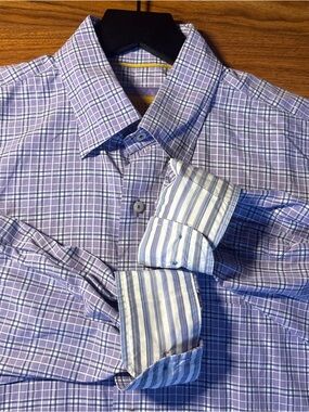 Robert Talbott Carmel Plaid Button Down Shirt Mens Large Purple Blue